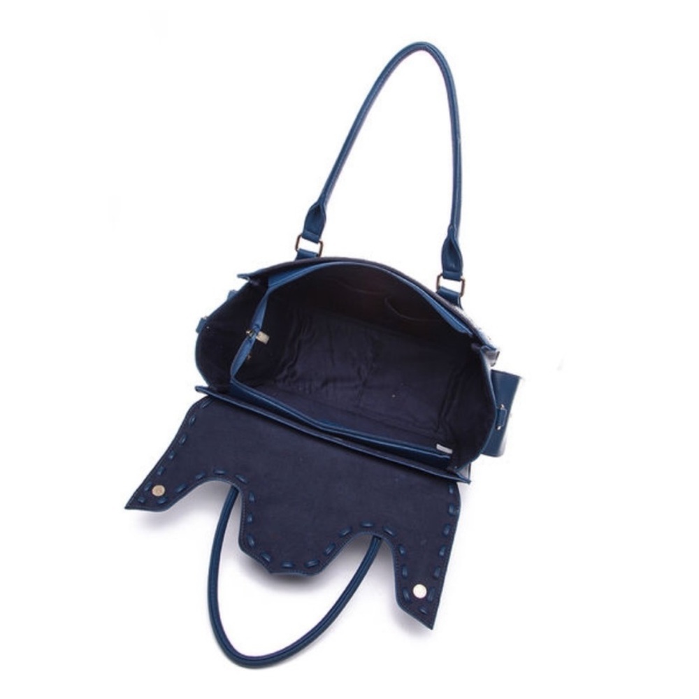 - LARGE BLUE SATCHEL BAG VEGAN LEATHER - Picture 3 of 3
